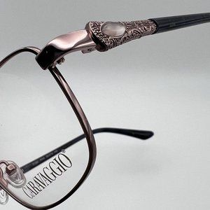 Caravaggio C124 Eyeglass Frame Spring Square Metal Pink Rose Gold Blue 55-16-145